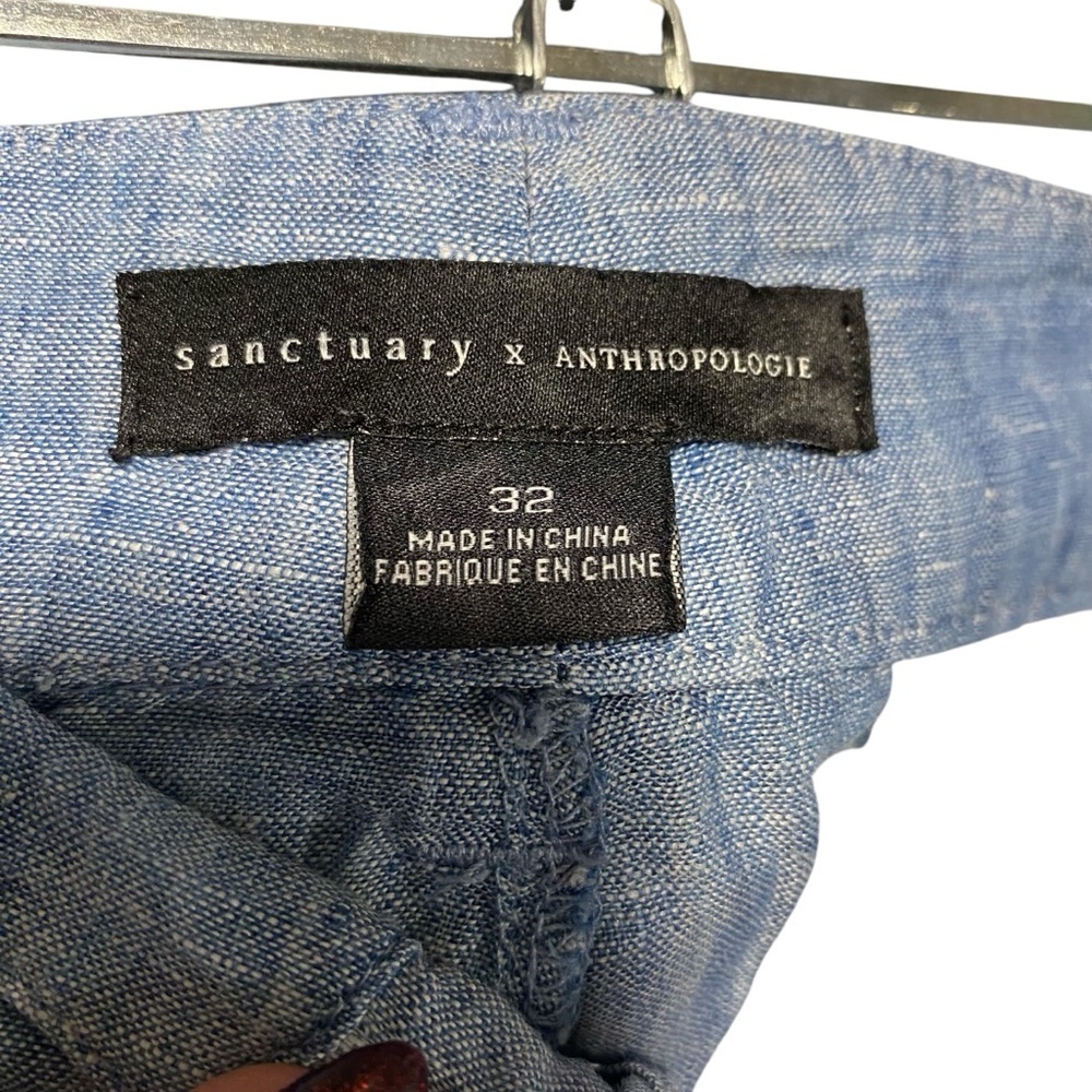 Anthrapologie - Sanctuary - Denim Blue Linen Cargo Crop Pant - 32 China - Picture 9 of 10